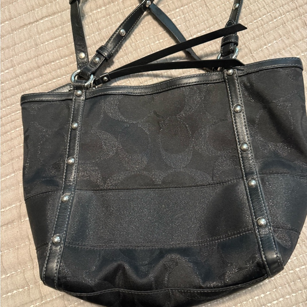 Coach Black Shoulder Bag with Silver Accents - Picture 3 of 3